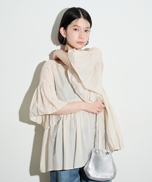 「Shelly island」 半袖ブラウス FREE ベージュ レディース_画像4