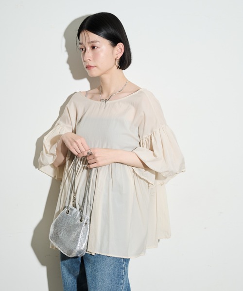 「Shelly island」 半袖ブラウス FREE ベージュ レディース_画像5