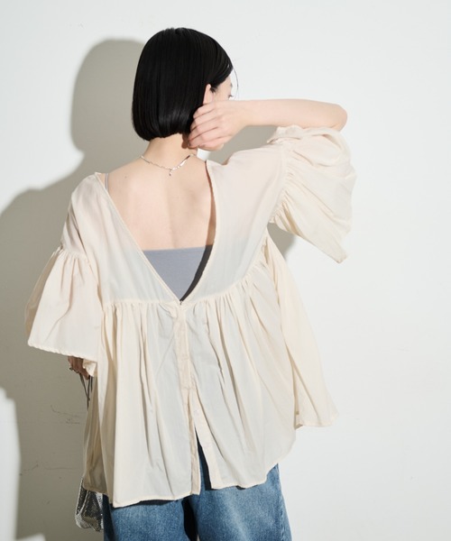 「Shelly island」 半袖ブラウス FREE ベージュ レディース_画像6