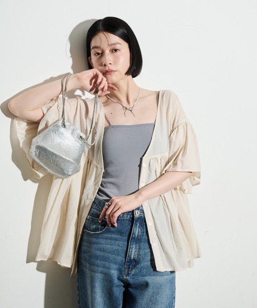 「Shelly island」 半袖ブラウス FREE ベージュ レディース_画像7