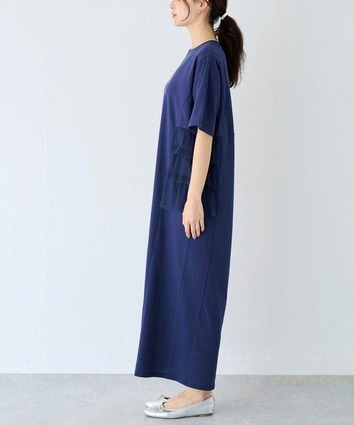 「LAVEANGE」 半袖ワンピース 5L ネイビー レディース_画像3