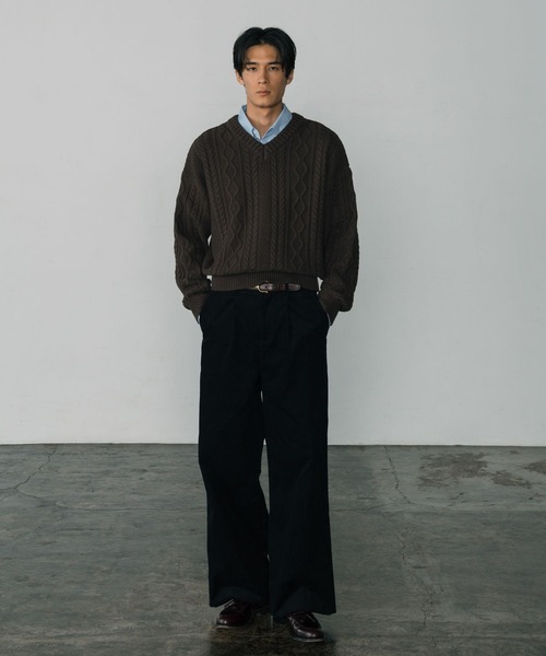 LURAKU スラックス 「LURAKU」Corduroy One-tuck Straight Pants