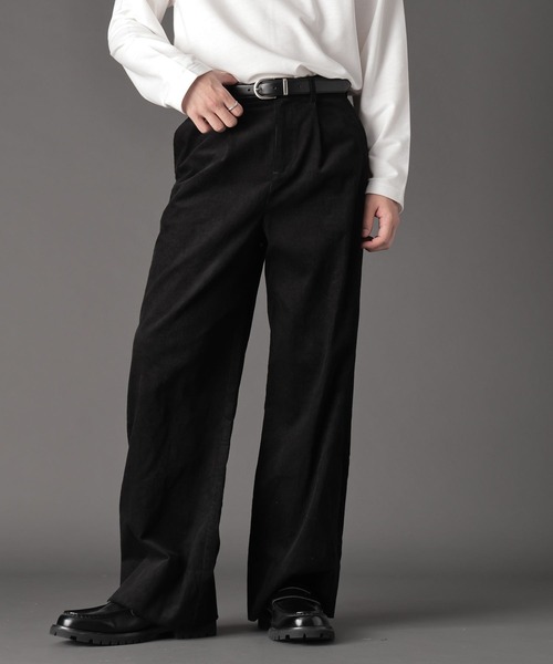 LURAKU スラックス 「LURAKU」Corduroy One-tuck Straight Pants