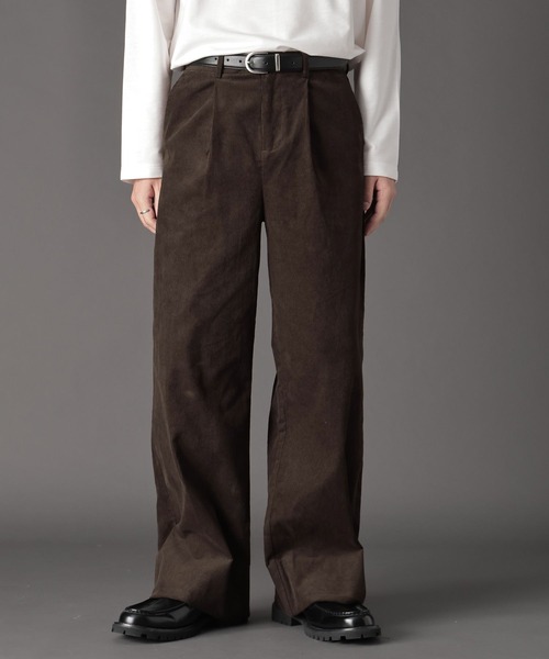 LURAKU スラックス 「LURAKU」Corduroy One-tuck Straight Pants