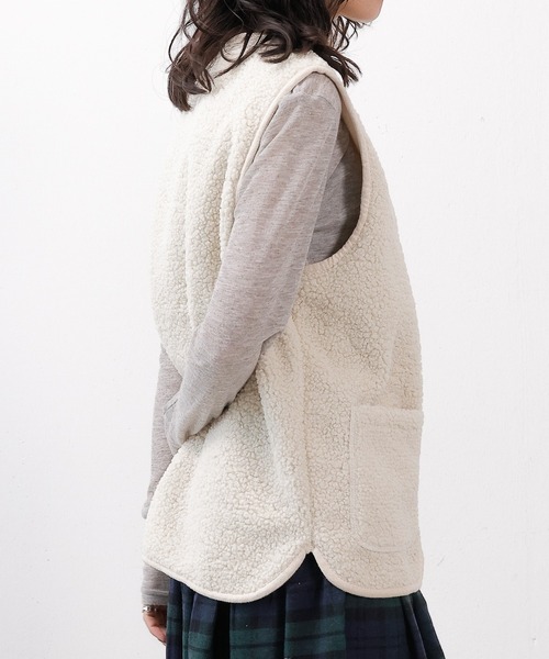 emesuelee ベスト ジレ ジップボアベスト レディース : ZOZOTOWN Yahoo