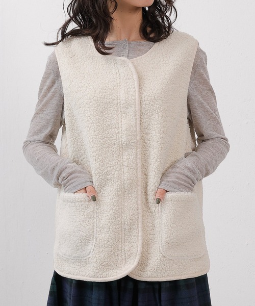 emesuelee ベスト ジレ ジップボアベスト レディース : ZOZOTOWN Yahoo