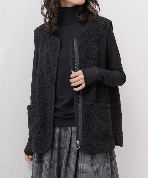 emesuelee ベスト ジレ ジップボアベスト レディース : ZOZOTOWN Yahoo