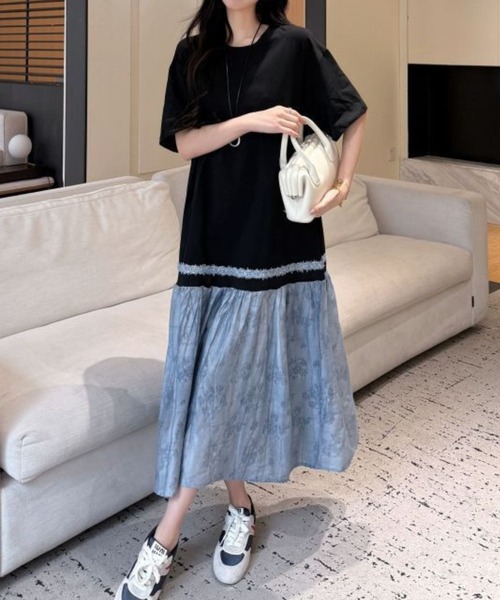 「CADBURY」 半袖ワンピース LARGE ブラック レディース_画像2