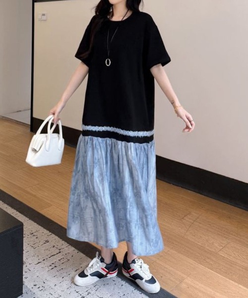 「CADBURY」 半袖ワンピース LARGE ブラック レディース_画像7