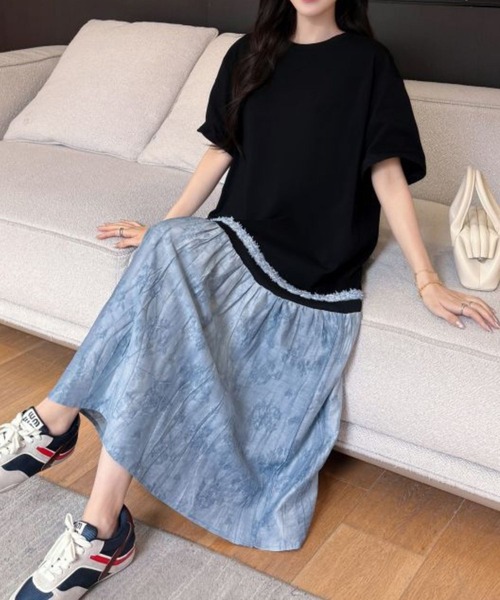 「CADBURY」 半袖ワンピース LARGE ブラック レディース_画像8