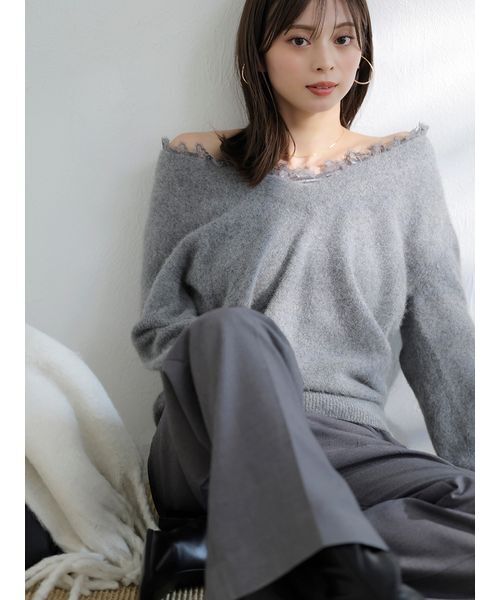 SNIDEL（スナイデル） ニット セーター フォックス衿レースプル
