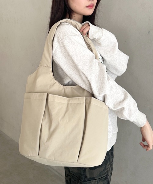 トートバッグ 「A4収納可」多ポケットナイロントートバッグ レディース