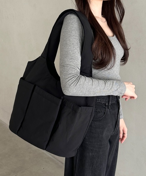 トートバッグ 「A4収納可」多ポケットナイロントートバッグ レディース