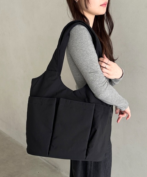 トートバッグ 「A4収納可」多ポケットナイロントートバッグ レディース