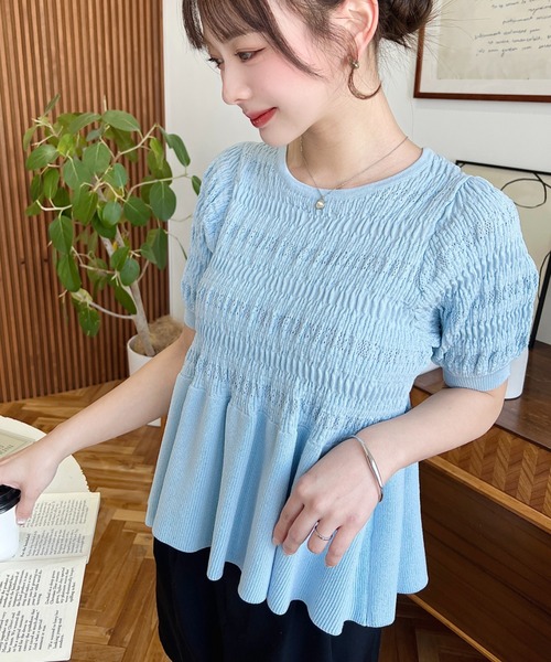 「moment+」 半袖ニット M ナチュラル レディース_画像2