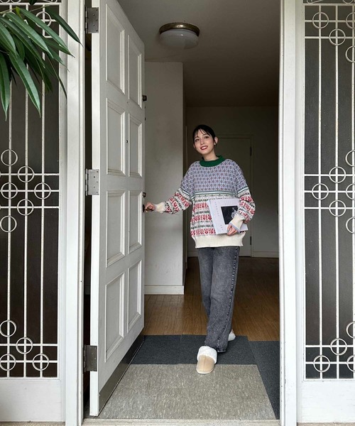 「AS KNOW AS plus」 長袖ニット FREE グレー レディース_画像6