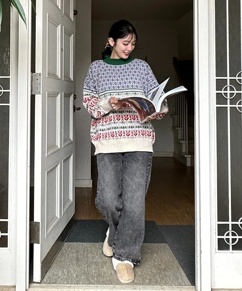 「AS KNOW AS plus」 長袖ニット FREE グレー レディース_画像7