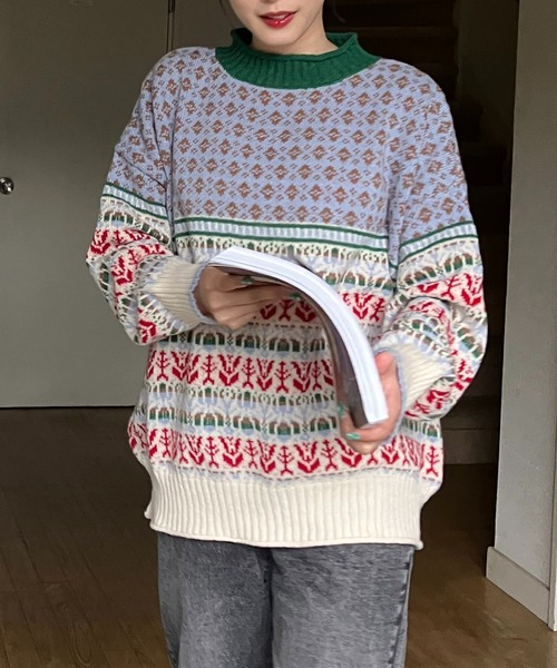 「AS KNOW AS plus」 長袖ニット FREE グレー レディース_画像8