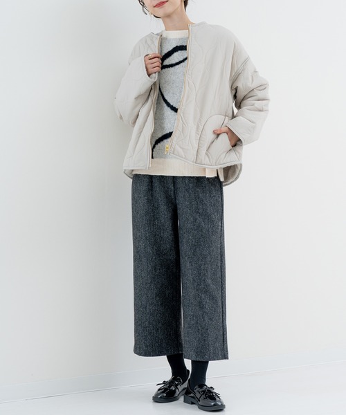 ★新品★イタリア　ANNA BASSANI　リバーシブル　中綿コート　Lサイズ mili an deni（ミリアンデニ） スタンドカラー中綿リバーシブルコート