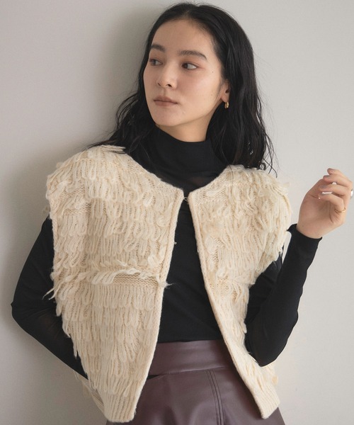 &. NOSTALGIA（ノスタルジア） ベスト ジレ ループ編みショートジレ