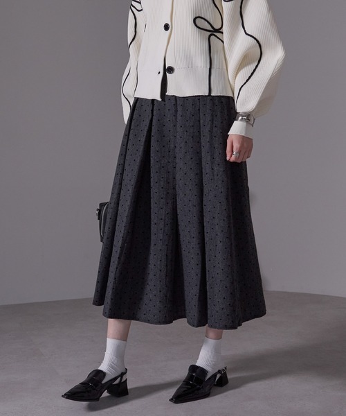each alchemist スカート フロッキードットプリーツスカート