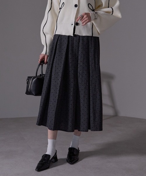 each alchemist スカート フロッキードットプリーツスカート