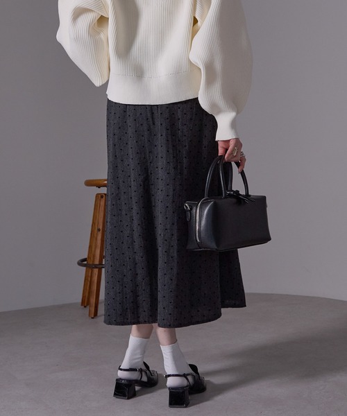 each alchemist スカート フロッキードットプリーツスカート