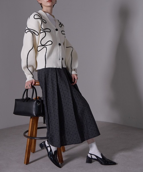 each alchemist スカート フロッキードットプリーツスカート