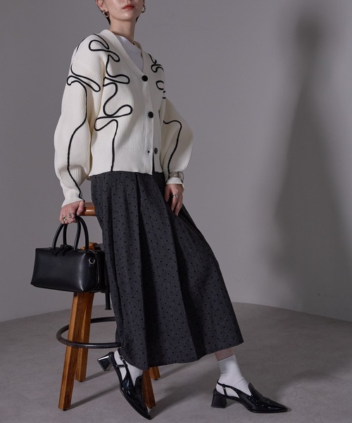 each alchemist スカート フロッキードットプリーツスカート