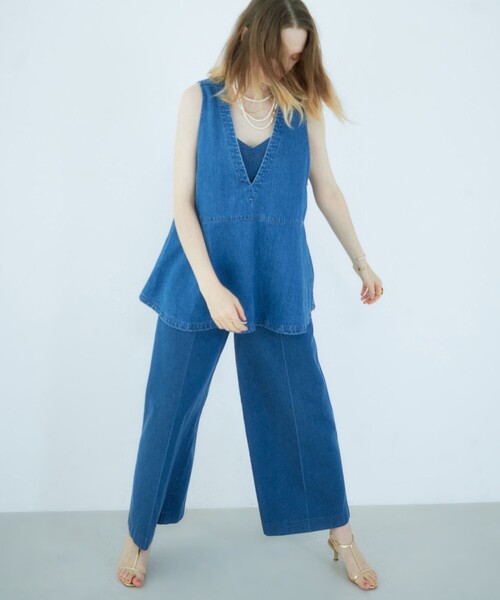 「Rie Miller」 ノースリーブブラウス FREE インディゴブルー レディース_画像7