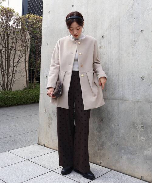 le.coeur blanc（ルクールブラン） ノーカラーコート コート ウール