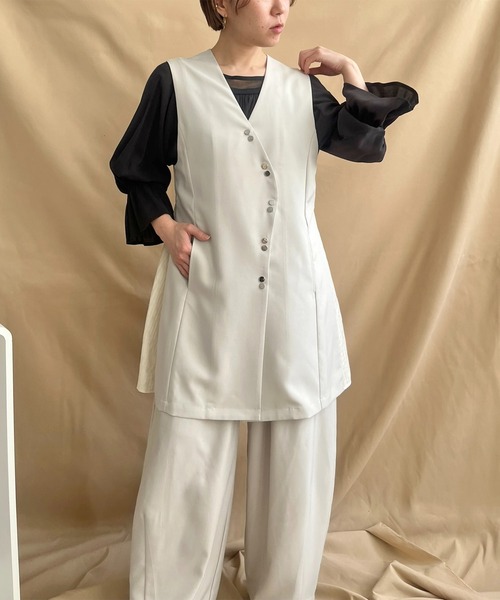 「LHELBIE」 ベスト M グレイッシュベージュ レディース_画像2