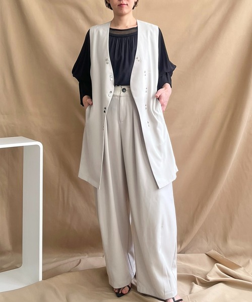 「LHELBIE」 ベスト M グレイッシュベージュ レディース_画像3