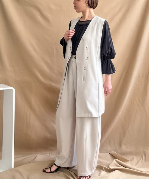 「LHELBIE」 ベスト M グレイッシュベージュ レディース_画像5