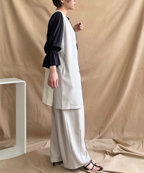 「LHELBIE」 ベスト M グレイッシュベージュ レディース_画像7