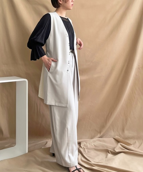 「LHELBIE」 ベスト M グレイッシュベージュ レディース_画像8