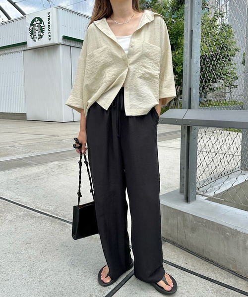 「andme」 「alma design」イージーパンツ L ライトベージュ レディース_画像4