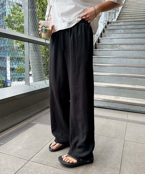 「andme」 「alma design」イージーパンツ L ライトベージュ レディース_画像8