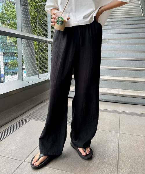 「andme」 「alma design」イージーパンツ L ライトベージュ レディース_画像9