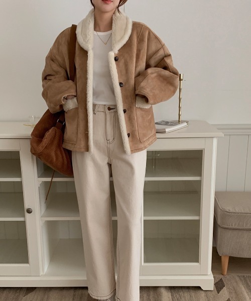 FAVORITO ムートンコート ボアコート リバーシブルフェイクムートン