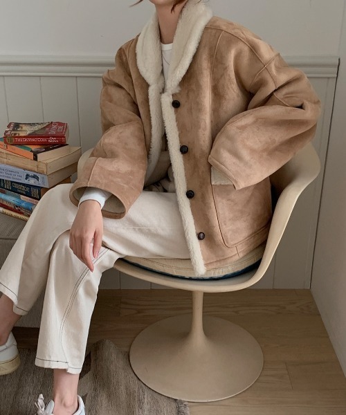 FAVORITO ムートンコート ボアコート リバーシブルフェイクムートン