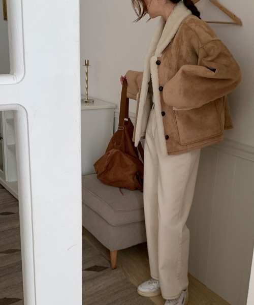 もこもこ リバーシブル ムートンコート レディース アウター XL リアルファー FAVORITO ムートンコート ボアコート リバーシブルフェイクムートン