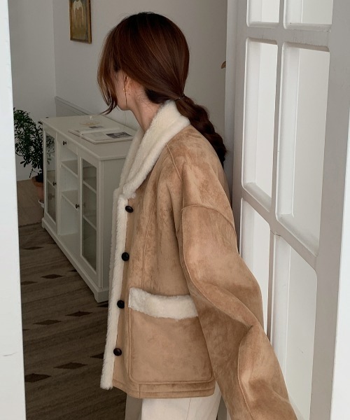FAVORITO ムートンコート ボアコート リバーシブルフェイクムートン