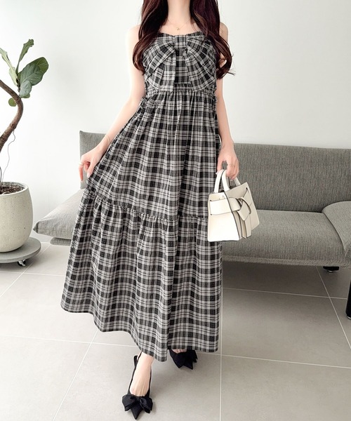 新品タグ付✨【MICALLE MICALLE】ロングティアードワンピース 総柄