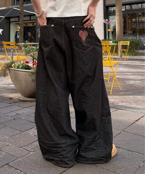 ADAMASTE ジーンズ Skeleton Heart Logo Buggy Rigid Denim Pants