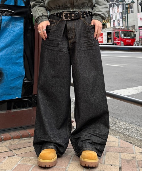 ADAMASTE ジーンズ Skeleton Heart Logo Buggy Rigid Denim Pants