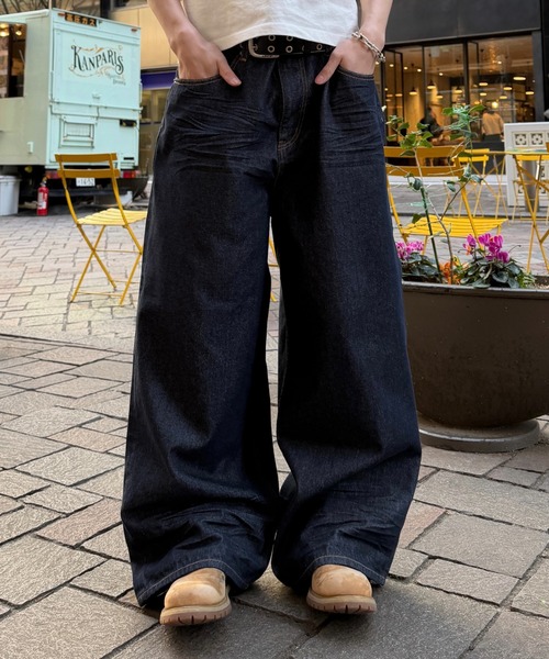ADAMASTE ジーンズ Skeleton Heart Logo Buggy Rigid Denim Pants