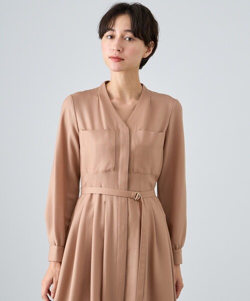 【新品】ANAYI 楊柳ワンピース　ピンク　38 ペチコート付き ANAYI（アナイ） 長袖ワンピース 38 ライトピンク レディース