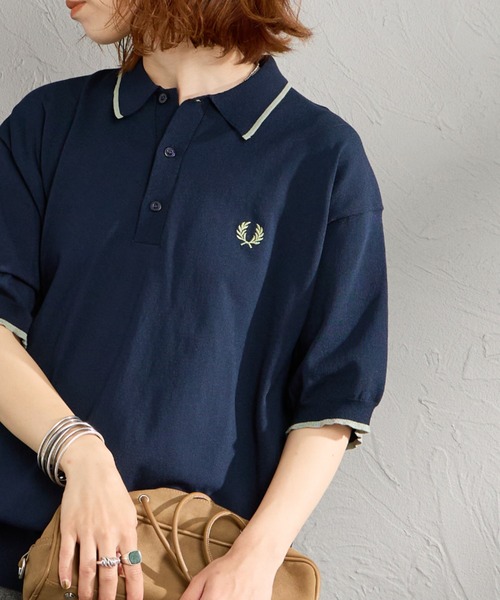 フレッドペリー サマーニットポロシャツ ブラック FRED PERRY [フレッドペリー] 別注 シングルティップライン サマー