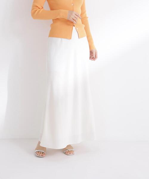 バイアスサテンナロースカート アイボリー NATURAL BEAUTY BASIC（ナチュラルビューティーベーシック） スカート